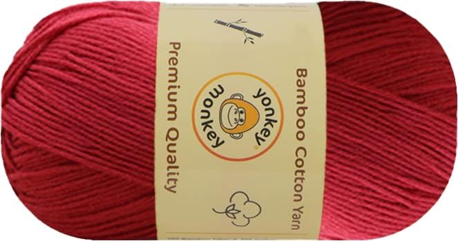 10-Pack of Yonkey Monkey 500 Grams Yarn - 70% Rayon derived from Bamboo, 30% Cotton - Imported -Ruby Red 9007