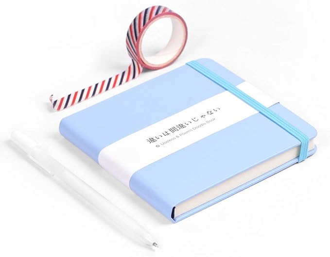 Mifuner Small Square 5x5 80gsm Mini Notebooks Blank Pages Sketchbooks Travel Journal Pocket Hardcover Paint Writing Notebook Blank Diary Memo Planner Sketchbook PU Leather Cover, Blue