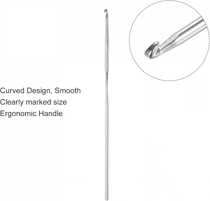uxcell Stainless Steel Crochet Hook 1.4mm US Size 9 Knitting Needles for DIY Craft Yarn 6Pcs