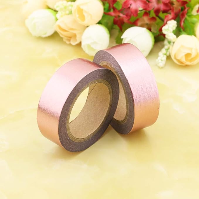 MEI YI TIAN 6 Rolls Rose Gold Foil Washi Tape Set 15mm x 10m Gilding Paper Adhesive Masking Tapes Sticky Paper Tape for DIY Scrapbooking Bullet Crafts Art Journal Decoration