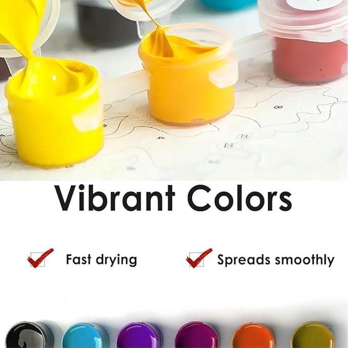 Fantasy Architecture Paint by Numbers Kit for Adults - DIY Castle in Autumn Mountains Painting on Rolled Canvas 16x20 Inches, Acrylic Paint Set for Beginners, Art for Home Decoration or Gifts
