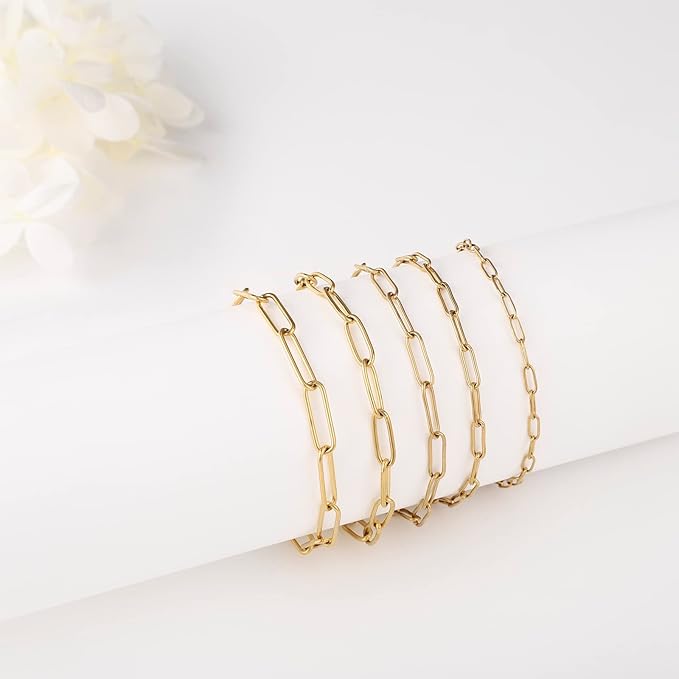16.4 feet necklace chains for jewelry making, gold plated stainless steel chains bulk for diy necklace bracelet pendant supplies
