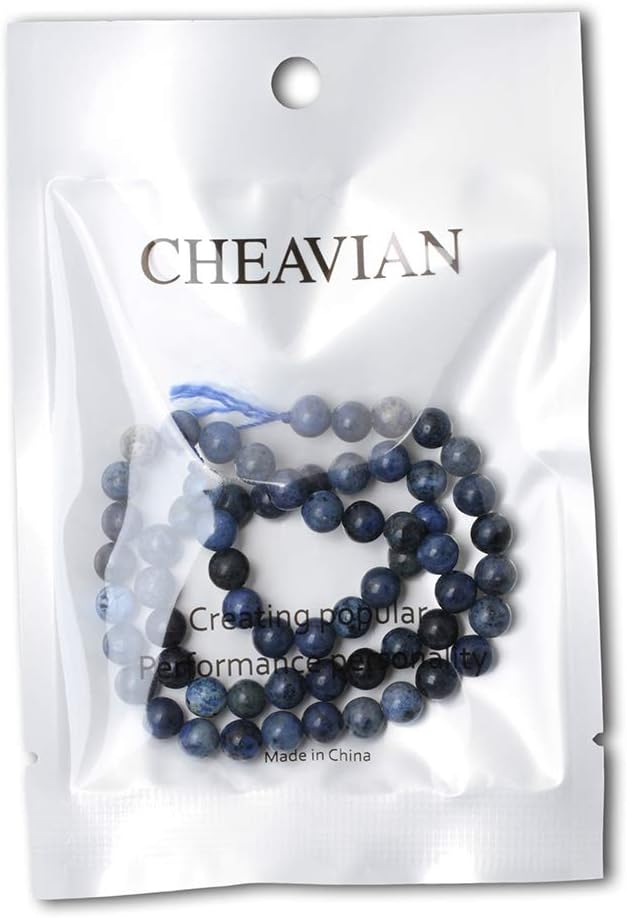 cheavian 60pcs 6mm natural dumortierite gemstone round loose stone beads for jewelry making crafts design 1 strand 15"