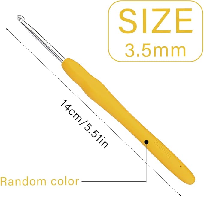 3.5 mm Crochet Hook, Ergonomic Handle for Arthritic Hands, Extra Long  Knitting Needles for Beginners and Crocheting Yarn (3.5 mm)