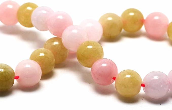 Jade Stone Beads Gemstone Beads for Jewelry Making - 10mm Round Loose Beads for Bracelets(34-37pcs, Morganite Jade)