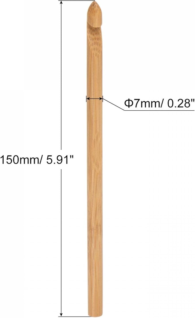 uxcell Wooden Bamboo Crochet Hook 7.0mm US Size K (Size 10.5) Chunky Knitting Needles for DIY Craft Yarn 6Pcs