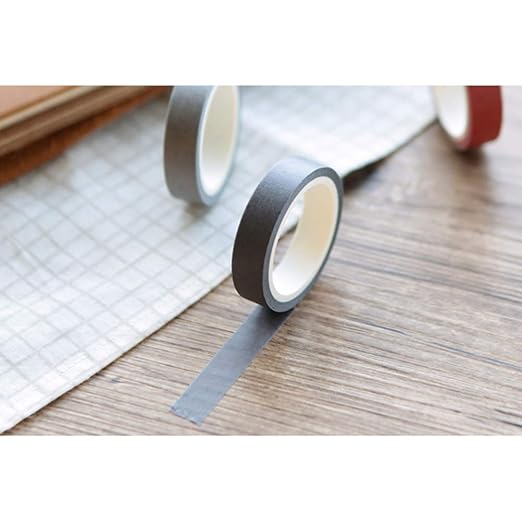 Solid Color Washi Tapes Set, EnYan 5 Rolls Basic Collection Decoration 10mm Wide Japanese Masking Decorative Tapes for Bullet Journal Planners DIY Crafts Arts Scrapbooking Adhesive