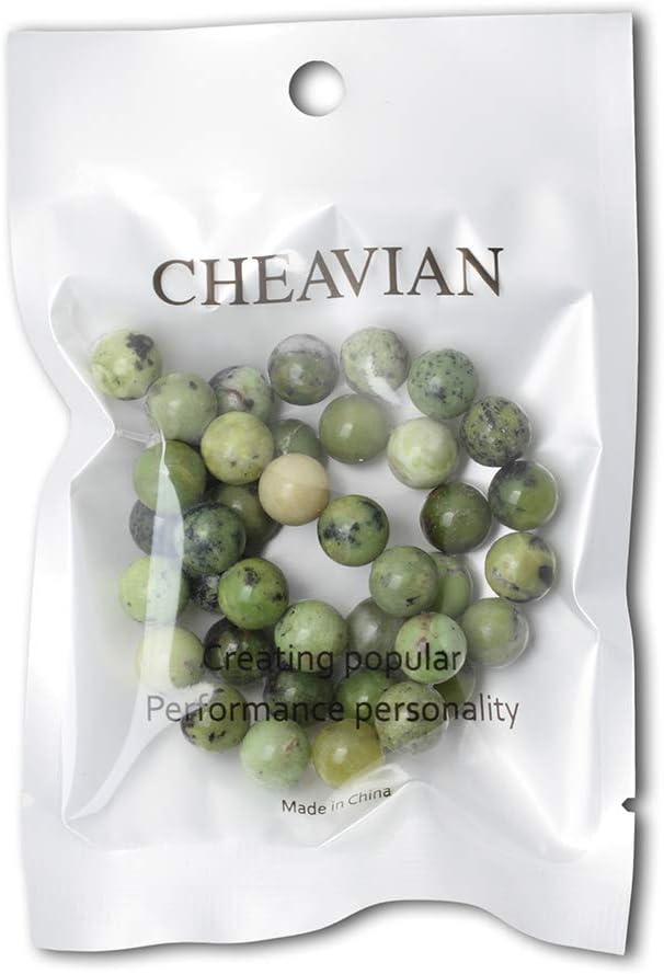 cheavian 35pcs 10mm natural australian jade gemstone round loose beads for jewelry making diy handmade materials 1 strand 15"