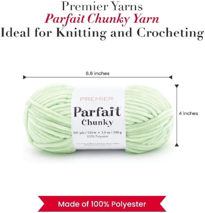 Premier Yarns Parfait Chunky Chenille Yarn 3.5 Oz Super Bulky Weight 3 Pack Bundle with Bella's Stitch Place Holders (Key Lime)