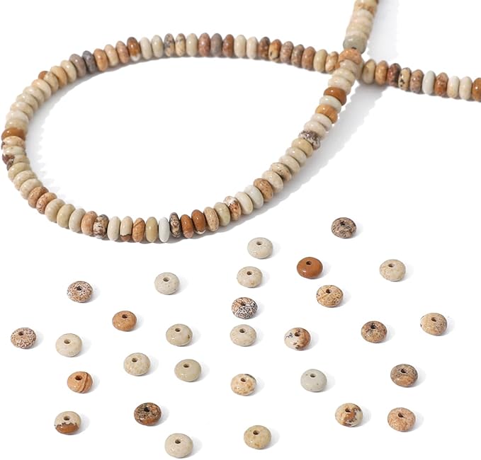 beadia natural brown picture disk stone beads 4x2mm 160pcs rondelle loose semi gemstone beads for jewelry making design