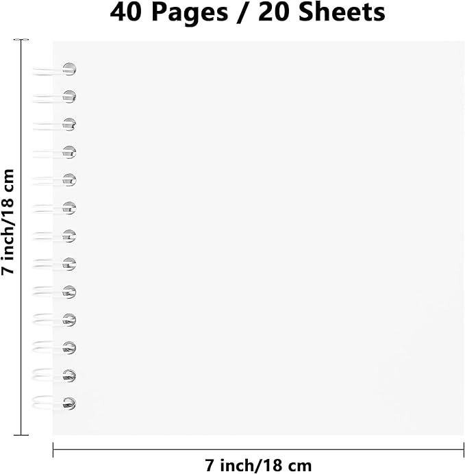 7 x 7 Inch DIY Scrapbook Photo Album Hardcover Kraft Blank Page Acid-Free 40 Pages (20 Sheets) Memory Book for Wedding Anniversaries Family Baby Memories Small Scrapbooking Projects, White