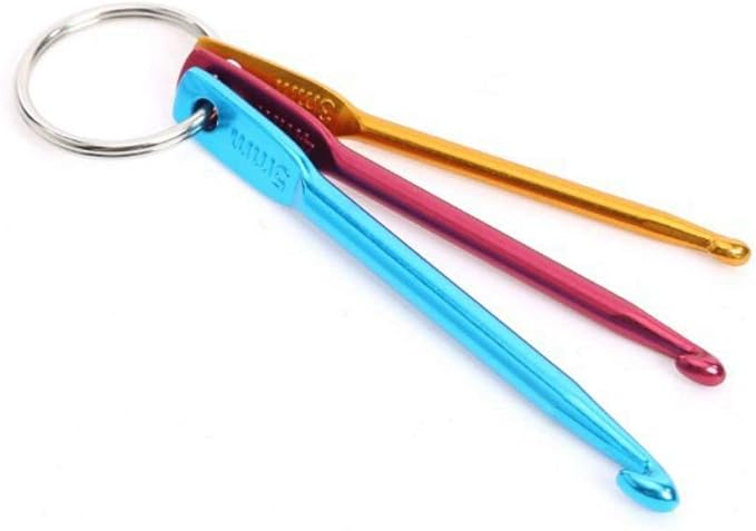 Zuoyou 4 Sets Mini Keychain Aluminum Crochet Hooks Knitting Needles 3 Sizes/Set (3mm,4mm,5mm)