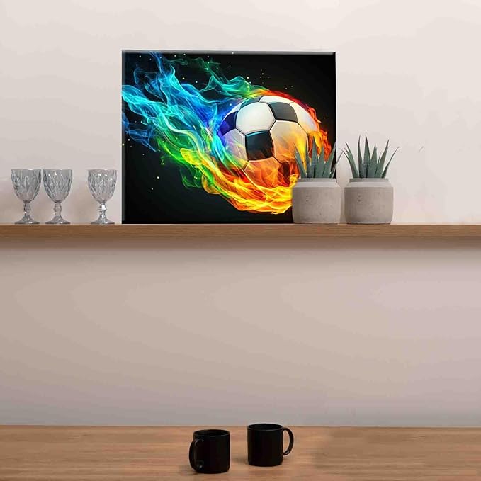 Flaming Ball Paint by Numbers Kits Canvas DIY Oil Painting for Boys,Students,Adults Beginner with Brushes & Acrylic Pigment - Sports Loversfor Boys Room Wall Decor (Frameless)