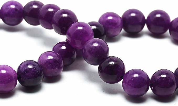 Jade Stone for Jewelry Making - 6mm Gemstone Round Craft Beads for Bracelets(58-62pcs, Purple Charoite Jade)