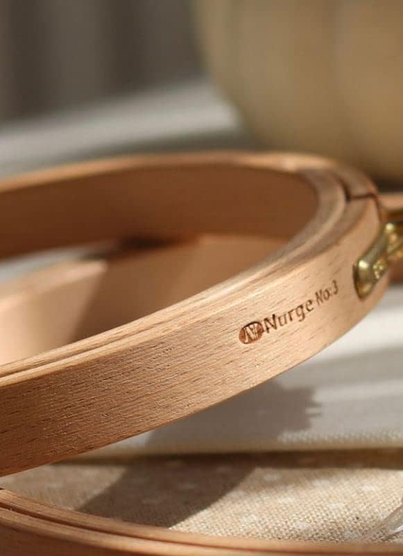 nurge premium quality 24 mm wood embroidery hoop, cross stitch hoop with gold plated adjustable brass screw (no:5)