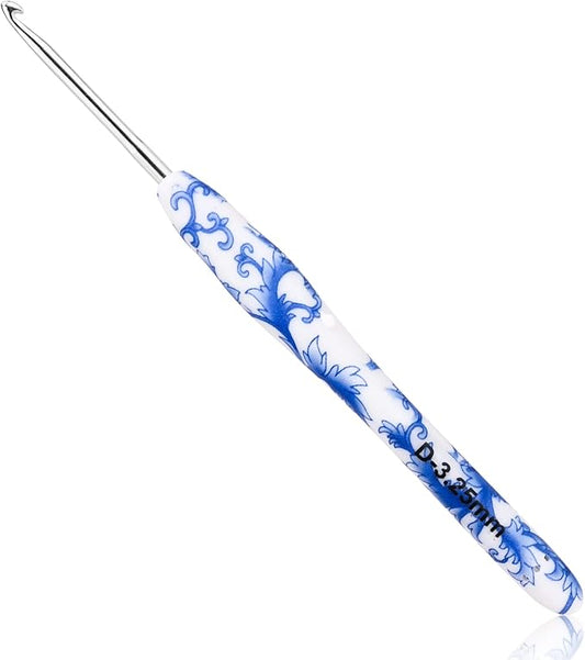 BCMRUN 3.25 mm(D) Crochet Hook for Arthritic Hands, Ergonomic Soft Grip Handle, Extra Long  Knitting Needles Rubber Handle Hook Crochet Needle for Beginners, Mothers Day Gifts (3.25mm-D)
