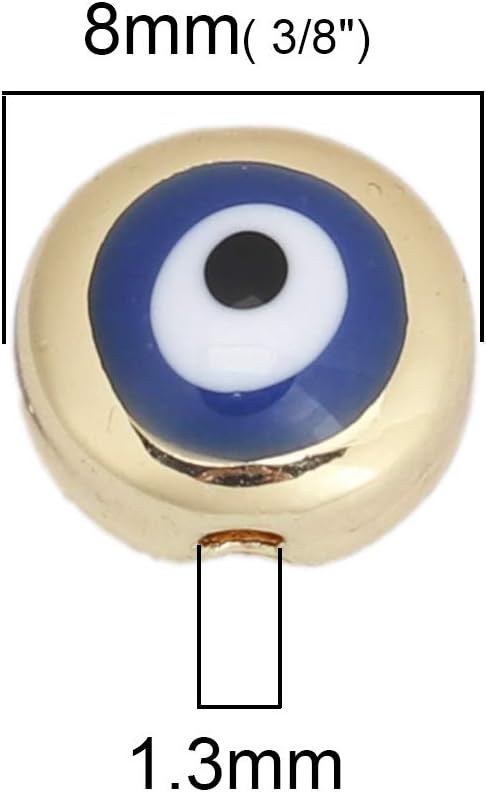 JGFinds Evil Eye Spacer Bead Charms - 10 Pack of Blue/Gold Tone Jewelry Making Supplies (Blue)