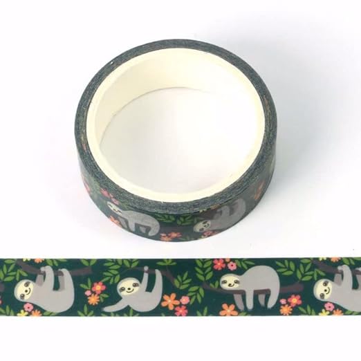 Cute Sloth Washi Tape,5/8" x 197 inches(15mm*5M) Cute Sloth Washi Tape, Masking Tape Craft Supplies Tape for Scrapbooking DIY Craft Decorative Washi Tape