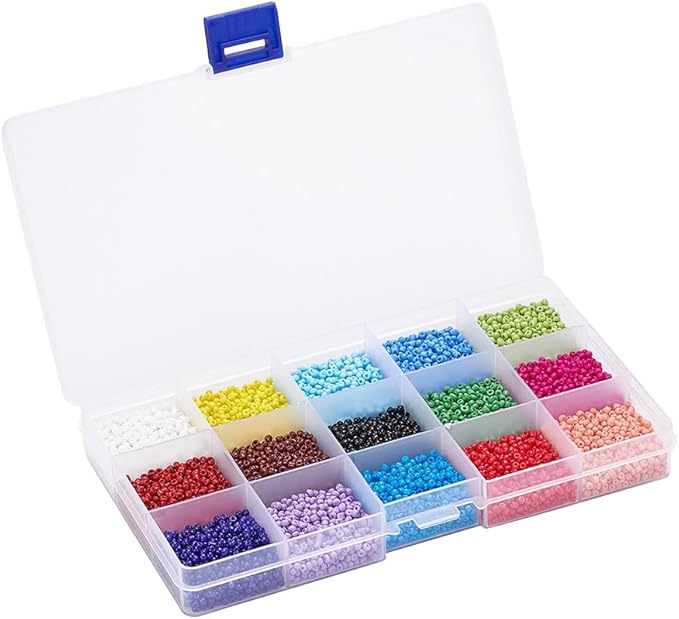12750 Pcs 2mm Glass Seed Beads Bracelet Making Kit, Small Beads Friendship Jewelry Craft Kit with Lobster Clasps, Jump Rings & Elastic Cord, DIY Art Craft Gift for Girls