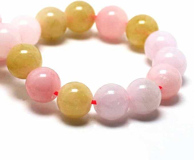Jade Stone Beads Gemstone Beads for Jewelry Making - 10mm Round Loose Beads for Bracelets(34-37pcs, Morganite Jade)