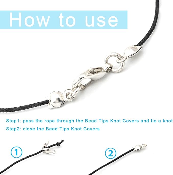 1600 Pcs Jewelry Making Accessories Set with 100 Pieces Lobster Claw Clasp 300 Pieces Bead Tips Knot Covers 600 Pieces Crimp Tube Beads and 600 Pieces Open Jump Ring Connectors for Jewelry Making