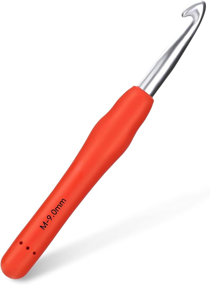 Crochet Hook, 9.0 mm Ergonomic Crochet Hook, Crochet Needles for Arthritic Hands, Knitting Needles with Soft Handle Beginners and Experienced Hobbyists (9.0 mm)