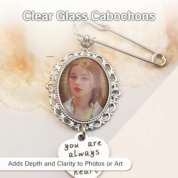20Pcs Photo Charms Cabochon Blanks Set 10Pcs Large Oval Pendant Trays with 10 Glass Cabochons for Memorial Jewelry Making Bridal Bouquet Charms DIY