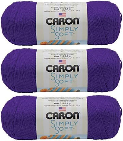 Caron Simply Soft 3-Pack Yarn, 3oz, Gauge 4 Medium Worsted, 100% Acrylic - Iris - Machine Wash & Dry