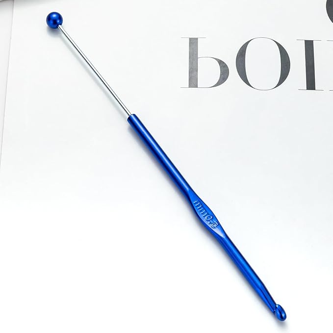 6 Pack DIY Beadable Crochet Hooks Knitting Needles Set Aluminum Handle for Focal Beads Colors (Blue Purple Red Orange Pink Light Blue, 5 mm)