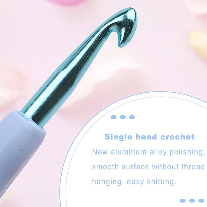 kgxulr 7 mm Crochet Hook, Aluminum Soft Grip Rubber Handle Needles Ergonomic Knitting Needles for Beginners and Handmade DIY