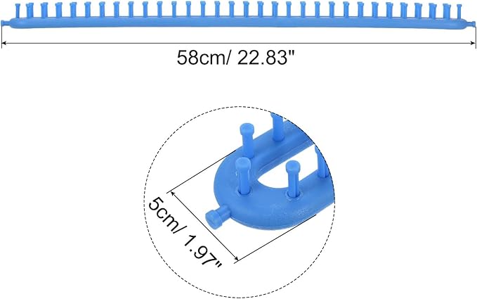 PATIKIL 62 Hooks 58cm Knitting Loom Machines Kit, Plastic Darning Weave Tool with Accessories for Scarf Sweater Shawl Blankets Mending Weaving Stitching, Blue