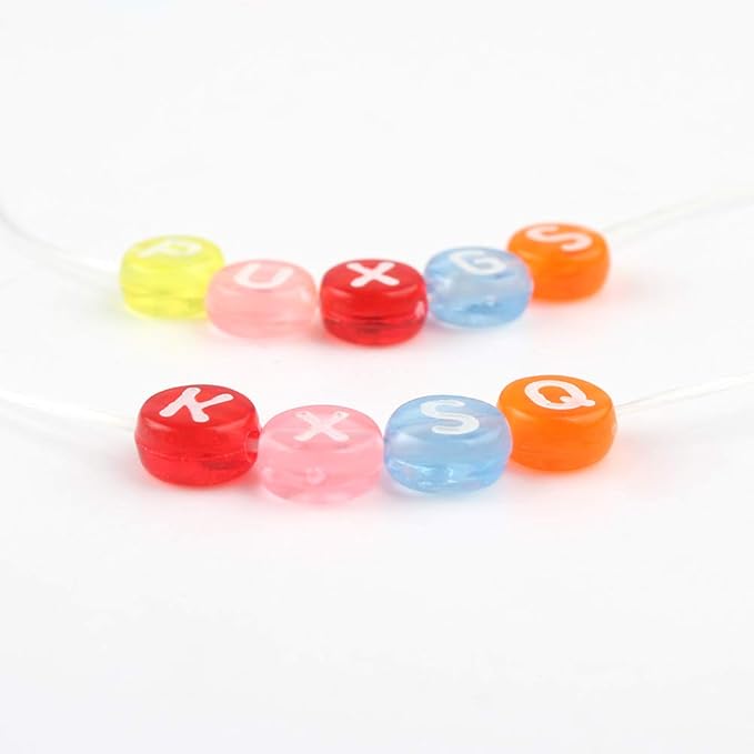 Song Xi 1200pcs Colorful Alphabet Beads 4x7mm A-Z Letter Beads for Bracelets and Jewelry Making Key Chains