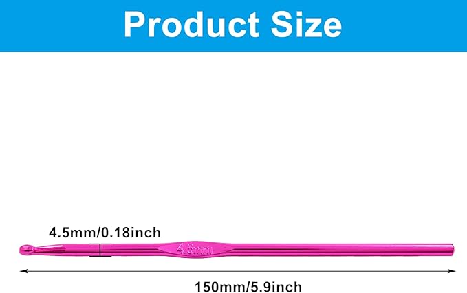 Auvotuis 6Pcs 4.5mm US Size 7 Aluminum Crochet Hook Knitting Needles for DIY Craft Yarn, Purple