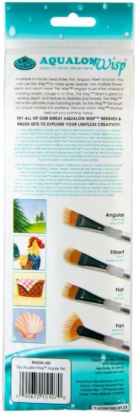 Royal & Langnickel Aqualon Wisp Angular Artist Brush Set, 5-Piece