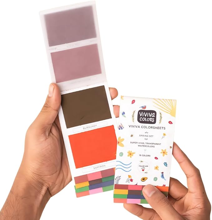 Viviva Watercolor Sheets, Spring 16 Colors - Travel Watercolor Paint Set for Adults Beginners, Artists, Hobbyists - Lightfast, Vibrant, Handmade & Portable Watercolor Kit with Mixing Palette