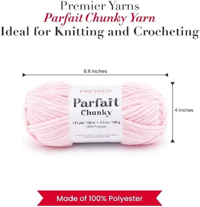 Premier Yarns Parfait Chunky Chenille Yarn 3.5 Oz 6 Super Bulky Weight 3 Pack Bundle with Bella's Stitch Place Holders (Ballet Pink)