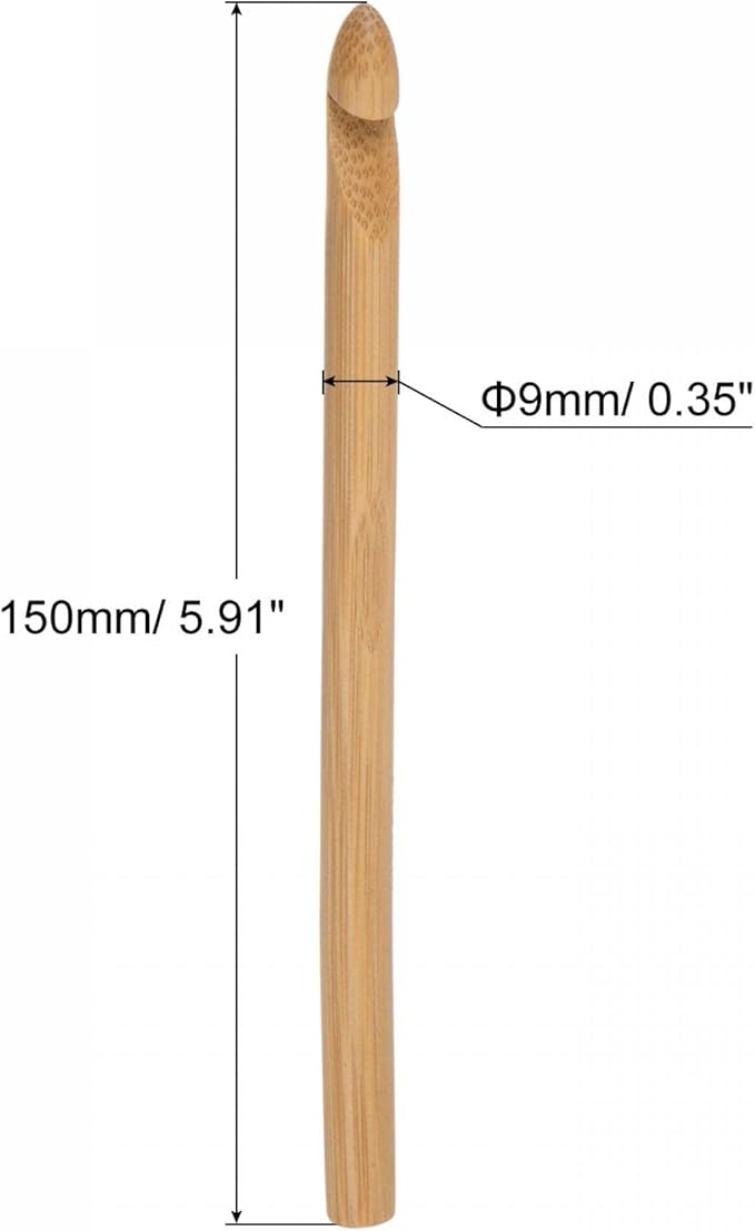 uxcell Wooden Bamboo Crochet Hook 9.0mm US Size M (Size 13) Chunky Knitting Needles for DIY Craft Yarn 6Pcs