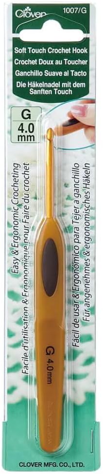 Clover Soft Touch Ergonomic Hook, Yellow, 5.5 mm