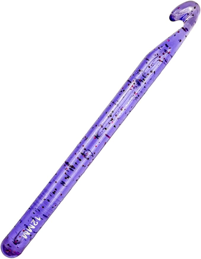 Hobekoee 12mm Large Crochet Hook for Chunky Yarn,Ergonomic Crochet Needles for Arthritic Hands,Plastic Crystal Smooth Crochet Hooks for Handmade DIY Crocheting