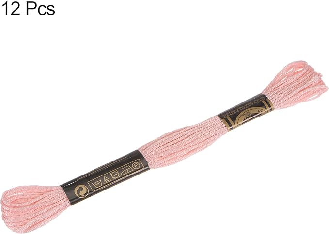 HARFINGTON 12 Skeins Embroidery Floss 8m Each Egyptian Long Fiber Cotton Cross Stitch Thread 26S/2x6 for Embroidery Projects Bracelet, Peach