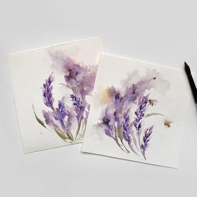 2 Packs Tearable Square 3.9X3.9 300gsm Portable Watercolor Paper Pad Journal 40pgs (20 Sheets Front Back 2 Textures) Travel Size for Calligrapher Watercolour Sketch Book Notebook. White 2pc