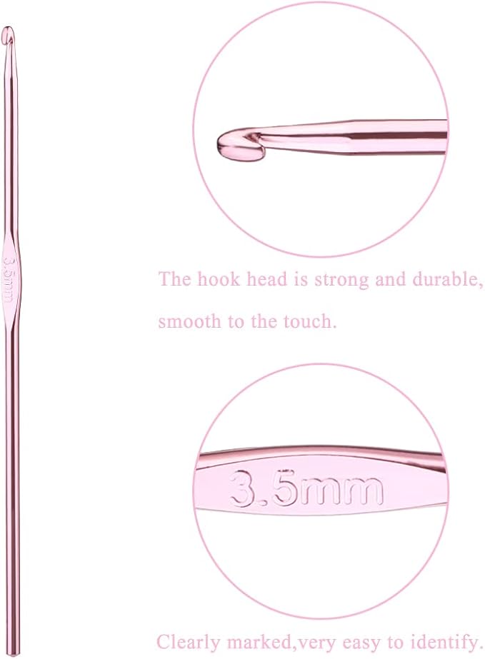 3.5mm Aluminum Crochet Hook, Smooth Crochet Needles, Knitting Needles for Yarn Craft, Great Handmade DIY Present for Friends, Random Color