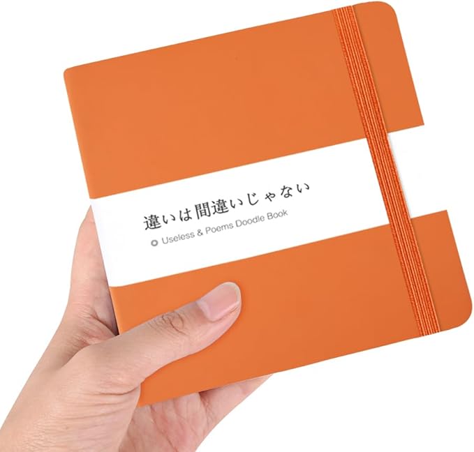 Mifuner Small Square 5x5 80gsm Mini Notebooks Blank Pages Sketchbooks Travel Journal Pocket Hardcover Paint Writing Notebook Blank Diary Memo Planner Sketchbook PU Leather Cover.Orange
