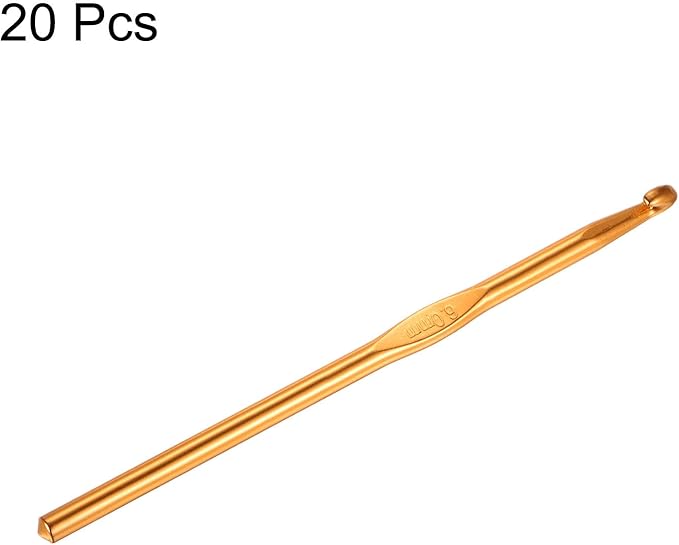 uxcell 20Pcs Aluminum Crochet Hook 6.0mm US Size J (Size 10) Knitting Needles for DIY Craft Yarn Gold Tone