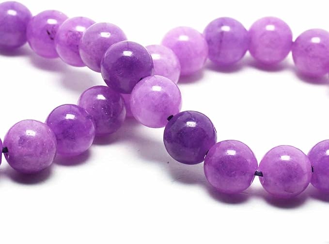 Jade Stone for Jewelry Making - 6mm Gemstone Round Craft Beads for Bracelets(58-62pcs, Lilac Jade)