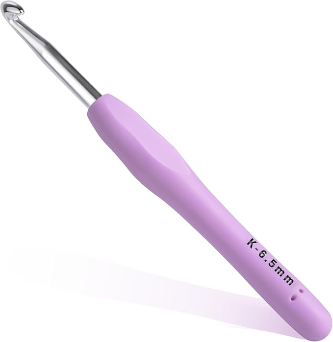 6.5mm Crochet Hook, Ergonomic Crochet Hooks with Soft Rubber Handle and Smooth Glide Head - Lightweight Aluminum Needles for Beginners, Arthritis, Yarn Projects, Long Crafting Sessions (6.5 mm)