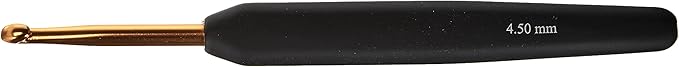 KnitPro Gold Aluminum Single-Ended Crochet Hook with Black Soft Handle | 4.50mm