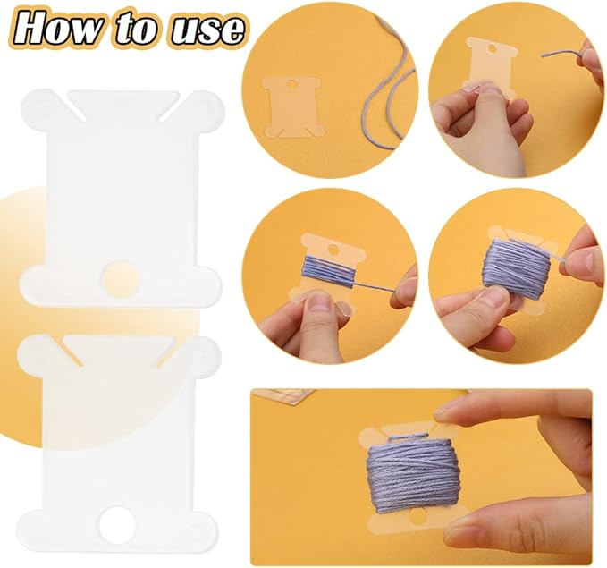 Plastic Floss Bobbins, 150 Transparent Plastic Embroidery Floss Bobbins, Embroidery Floss Organizer for Cross Stitch Thread Craft DIY Sewing Storage, Hard Floss bobbins