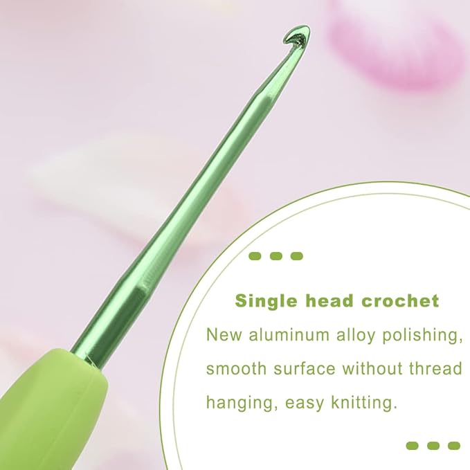 kgxulr 2 mm Crochet Hook, Aluminum Soft Grip Rubber Handle Needles, Ergonomic Knitting Needles for Handmade DIY Knitting Crochet