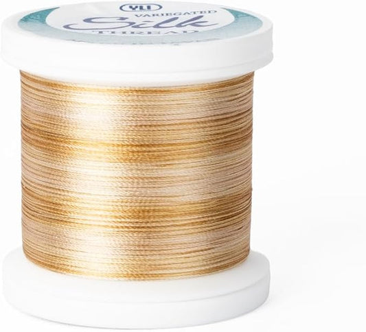 YLI Threads Silk Thread – 100 wt Fine Japanese Silk for Appliqué, EPP, and Quilting - Variegated Gold